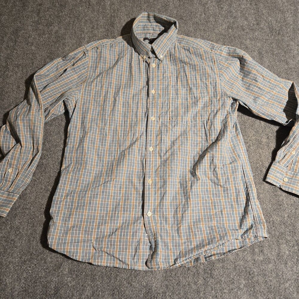 Old Navy Shirt Mens Large Blue Plaid Button Down Long Sleeve Pocket Casual